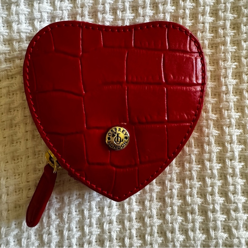 Osprey London Red Leather Heart Coin Purse